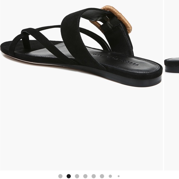 Veronica Beard Salva Black Suede Sandals with Tan Buckle - Picture 7 of 9